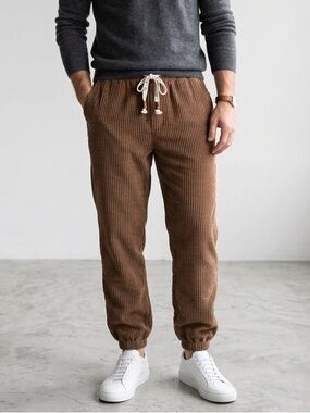 Kidoriman Sz M Corduroy Brown Relaxed Jogger Japanese Pants